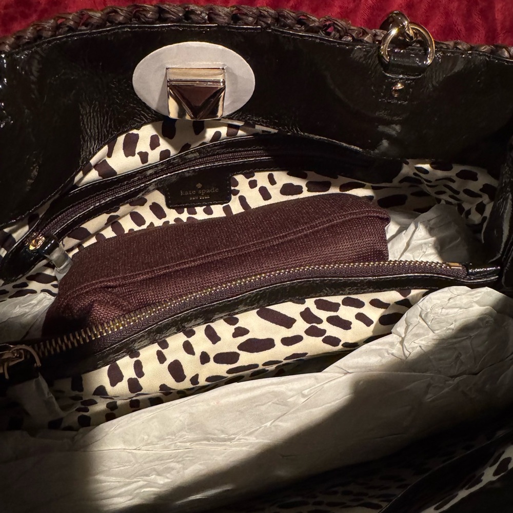 Kate Spade Espresso Woven Shoulder Bag - size 16x10x6 strap another 9 inches new - Picture 6 of 6